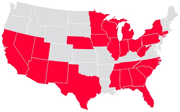 Frontier Internet service map
